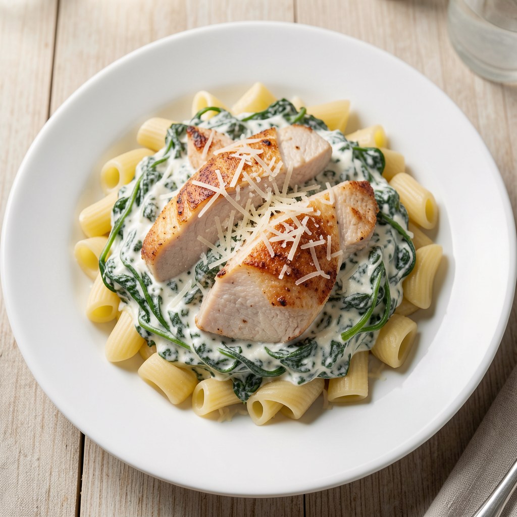 Szpinak z kurczakiem i parmezanem