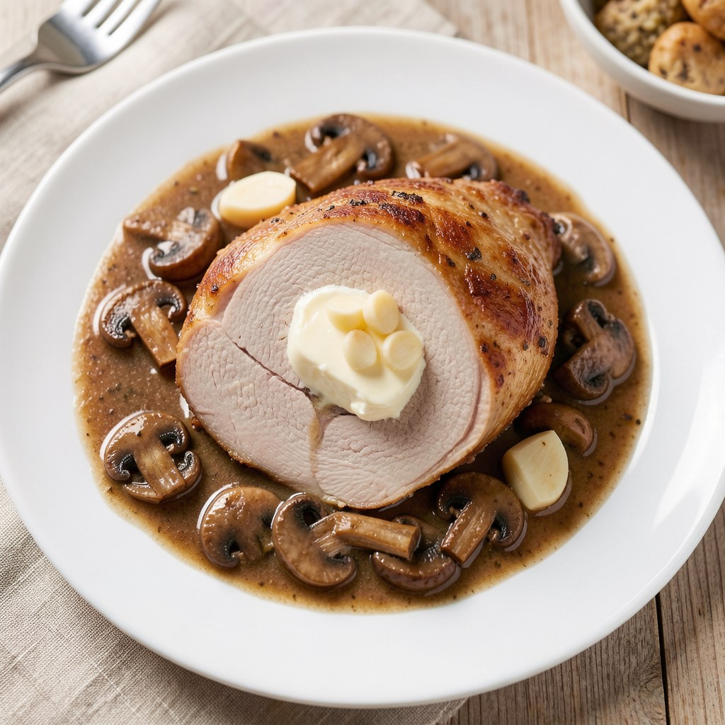 Pieczeń z indyka w sosie pieczarkowym