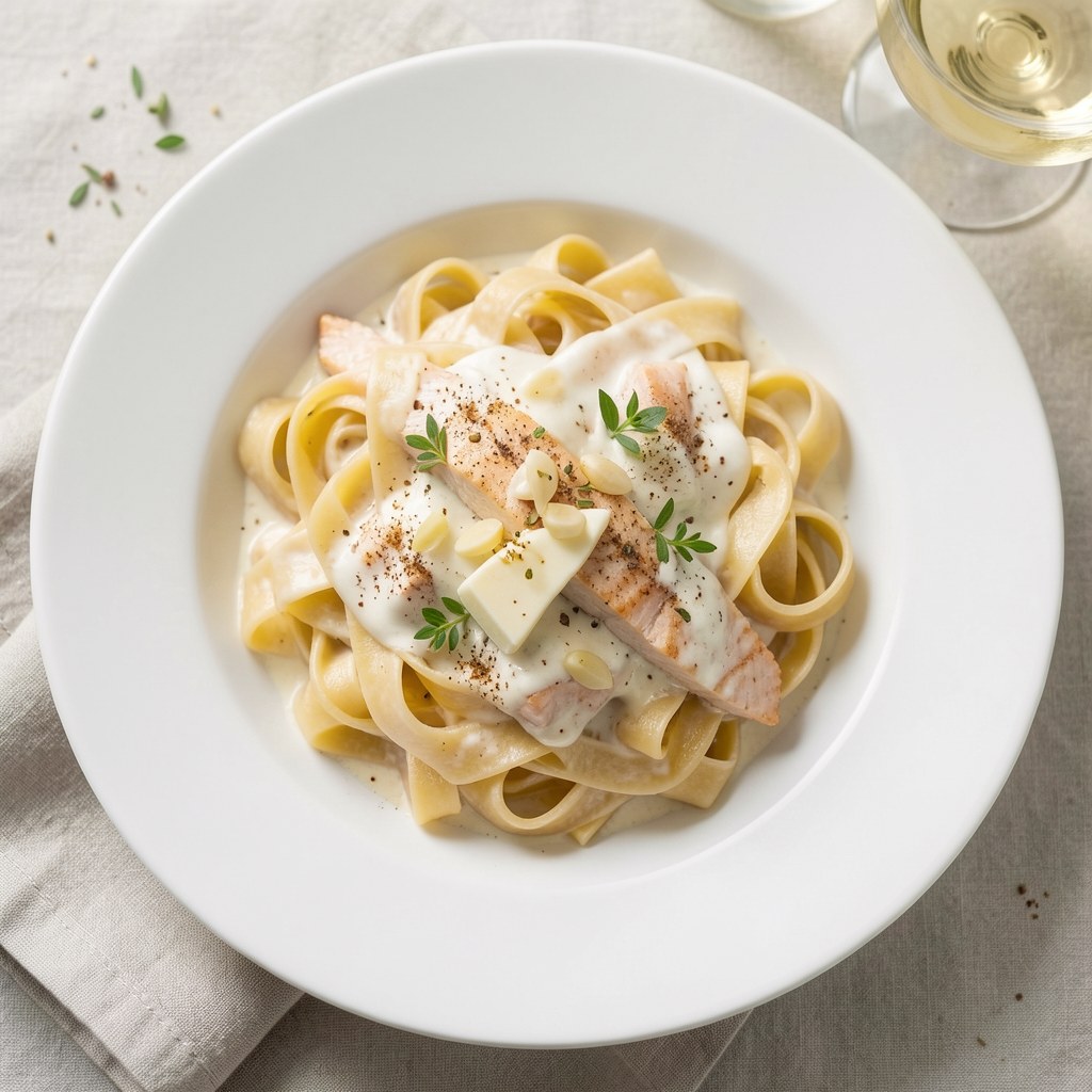Tagliatelle z łososiem po mojemu