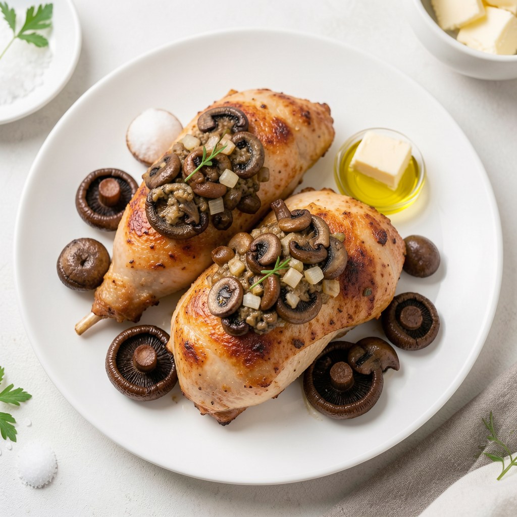 Udka z kurczaka faszerowane pieczarkami