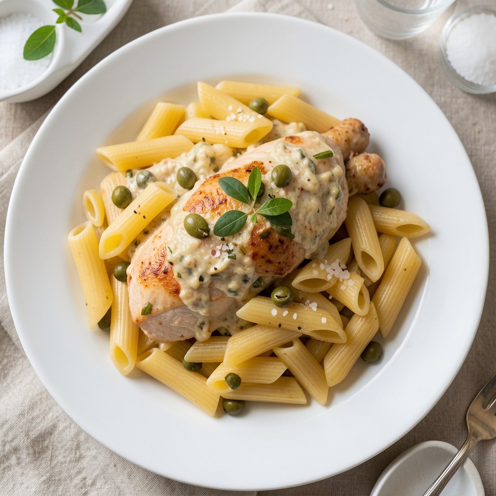 makaron penne z drobiową wkładką