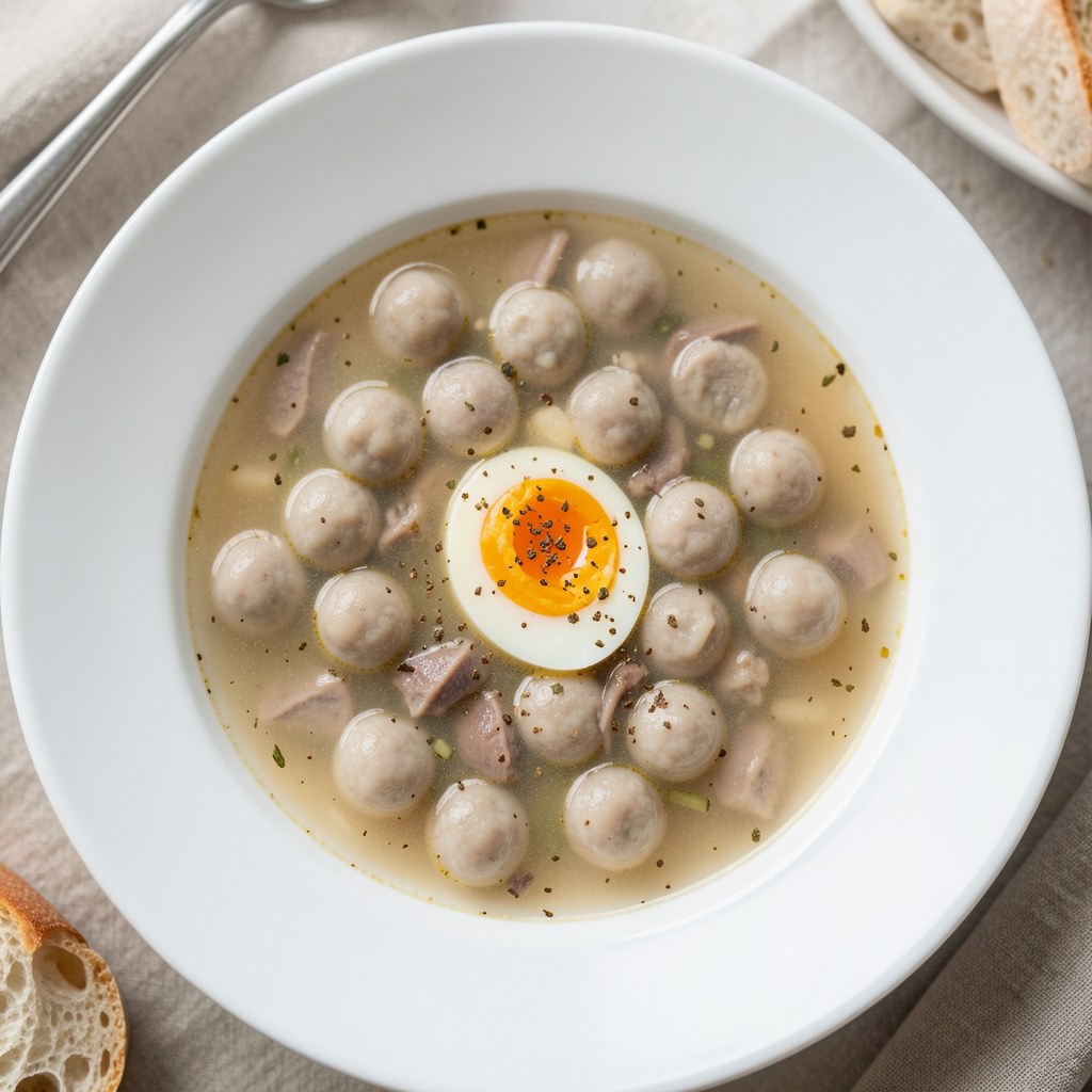 Bulion z kuleczkami wątróbkowymi