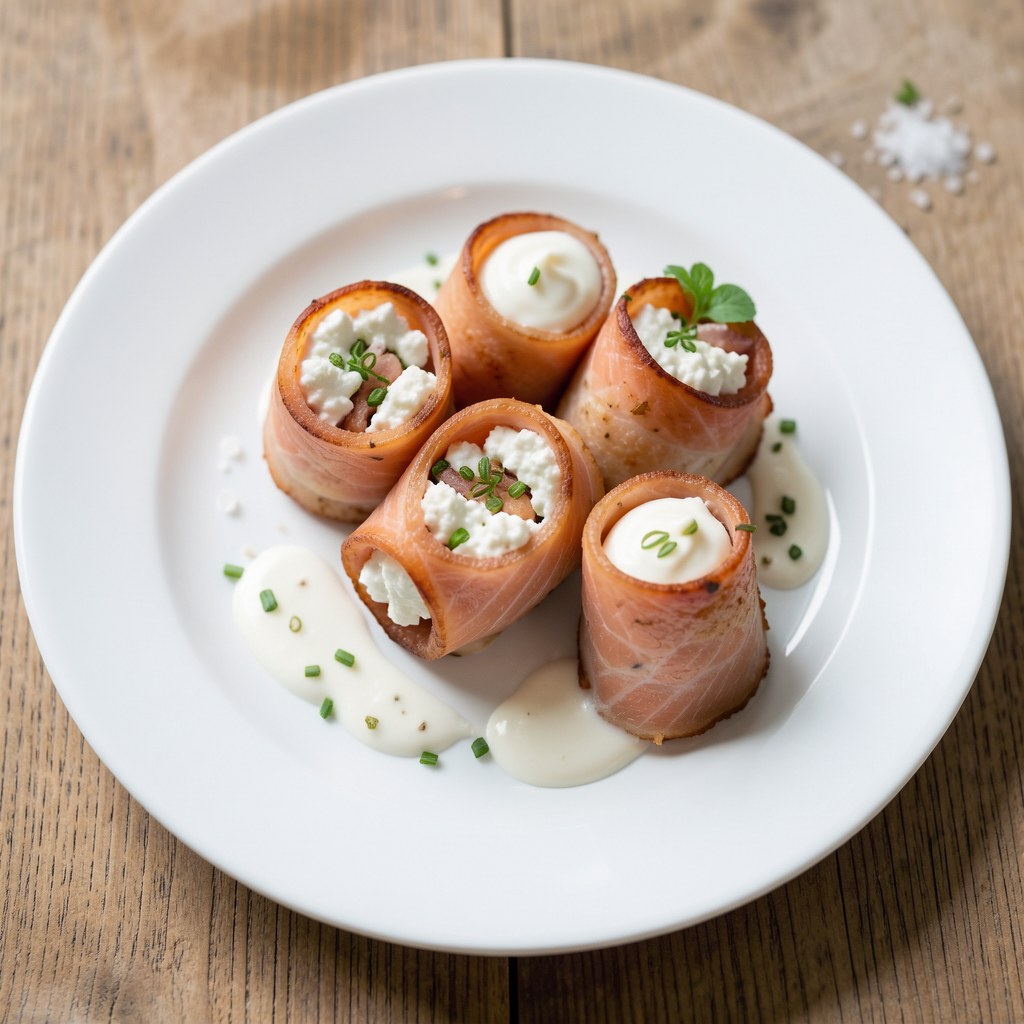 Roladki z łososia wędzonego z twarożkiem