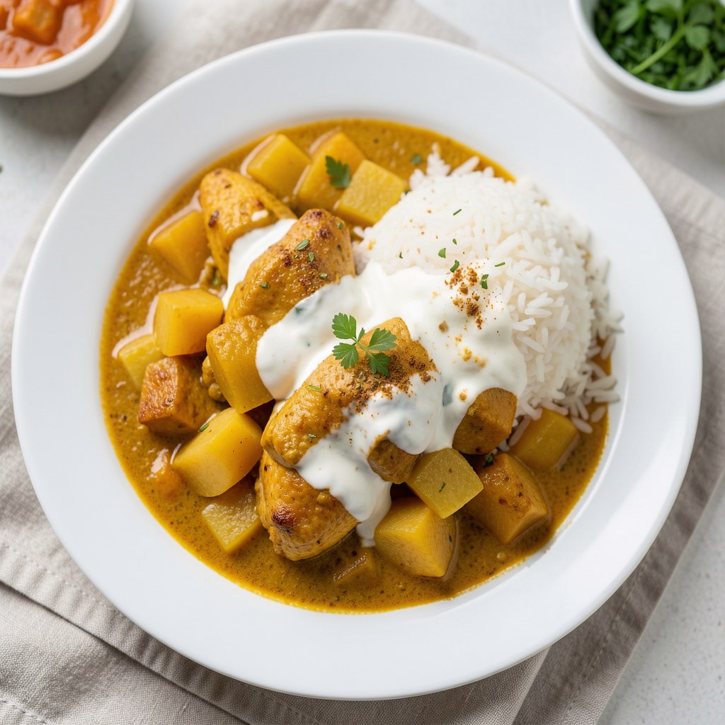 Kurczak curry w porach