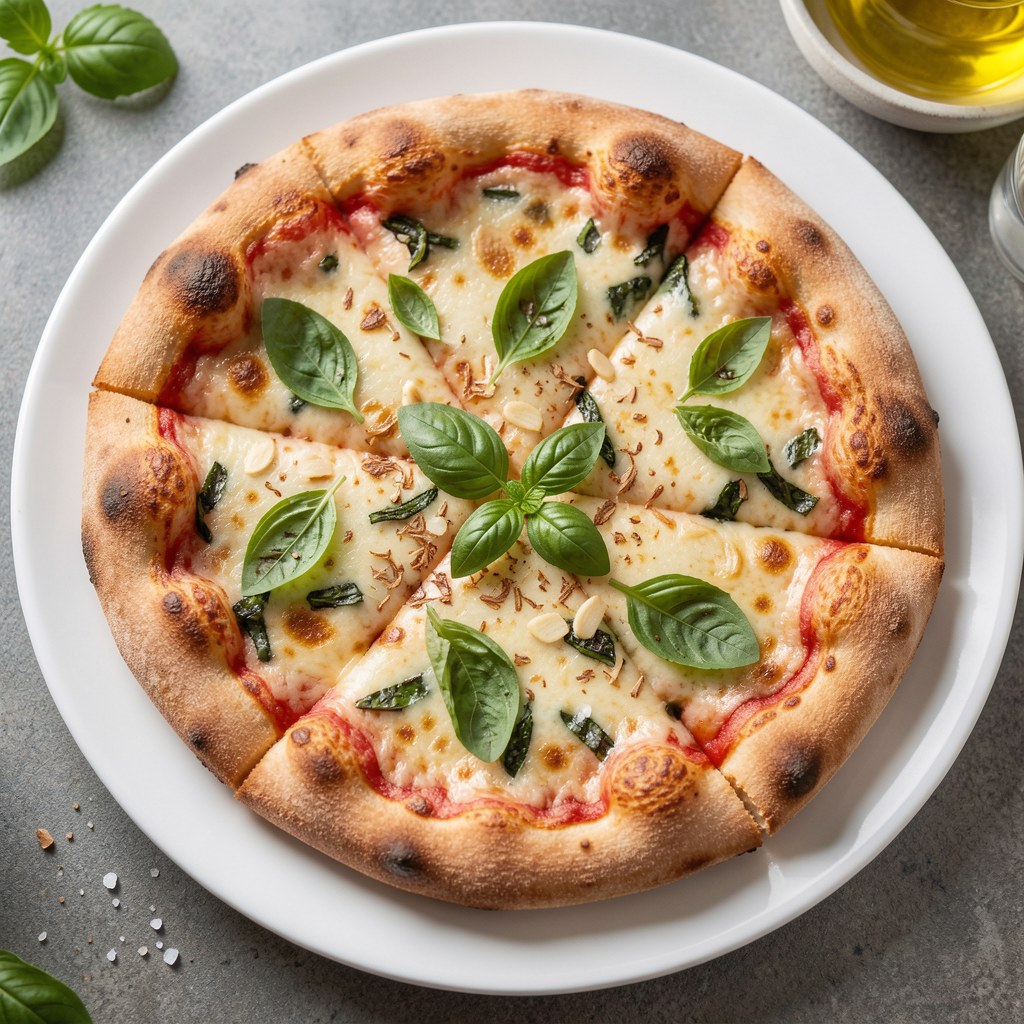czosnkowe ciasto na pizze z bazylią