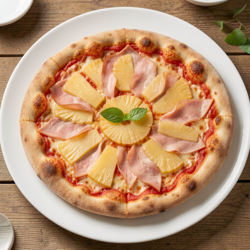 Pizza z ananasem i szynką