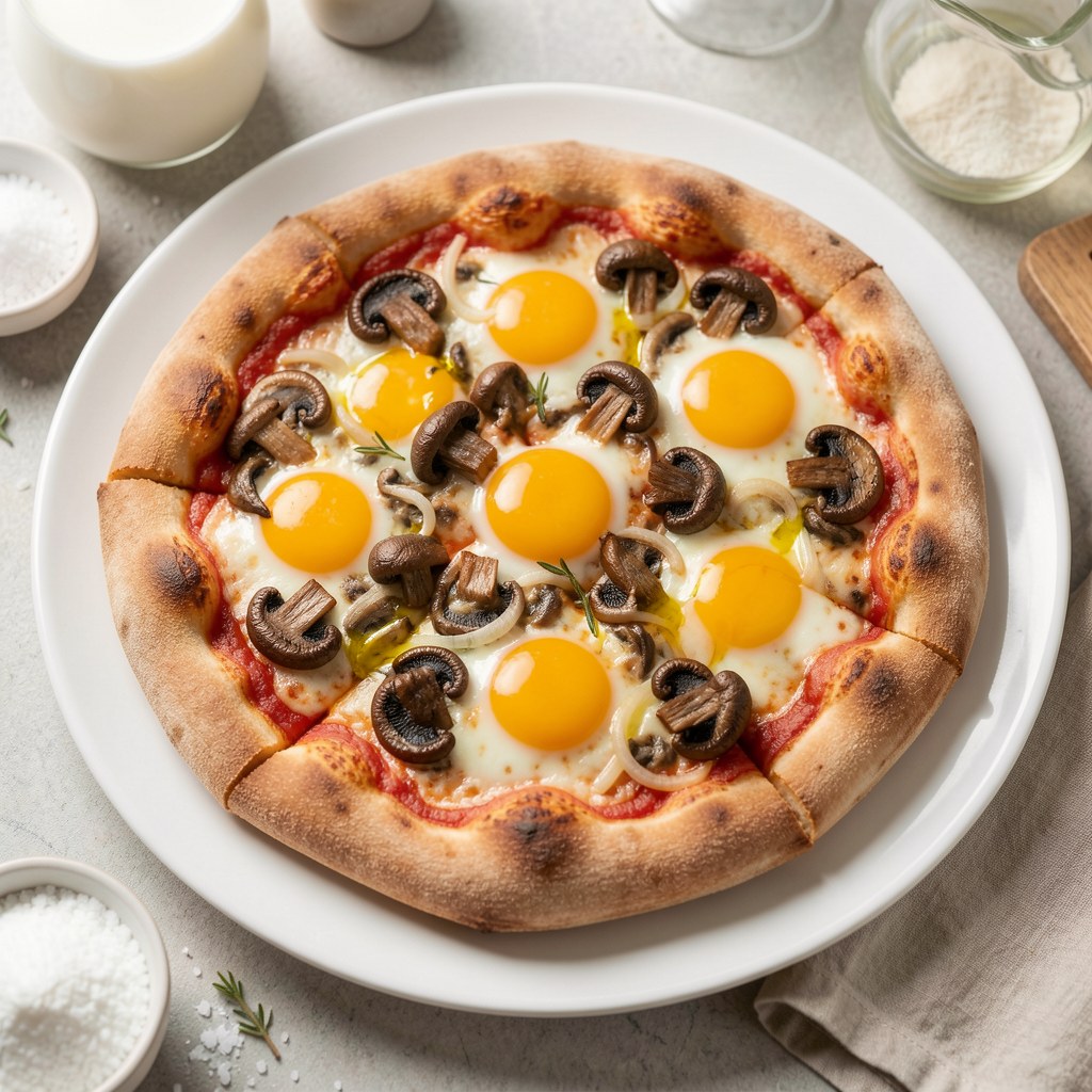 pizza z parówką i pieczarkami