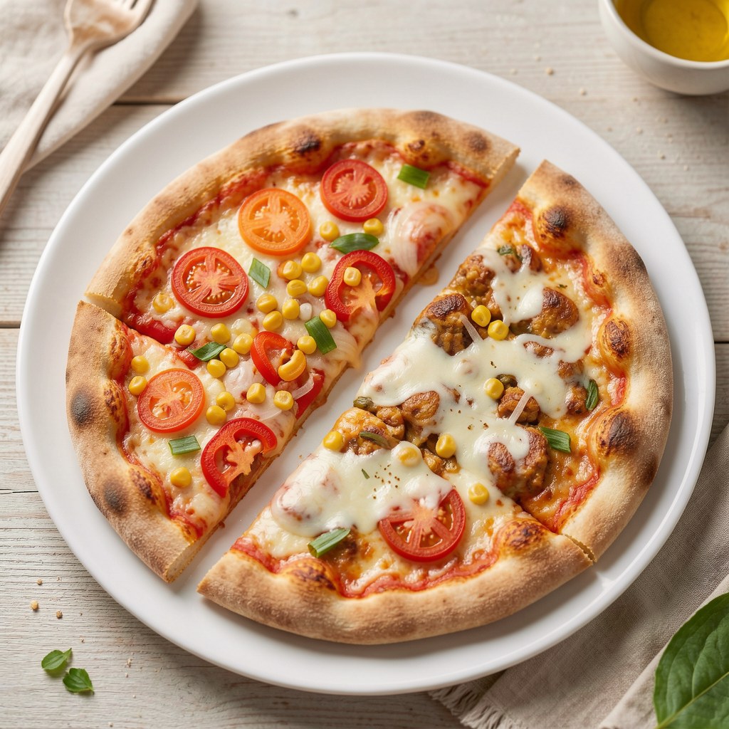 pizza w dwóch smakach