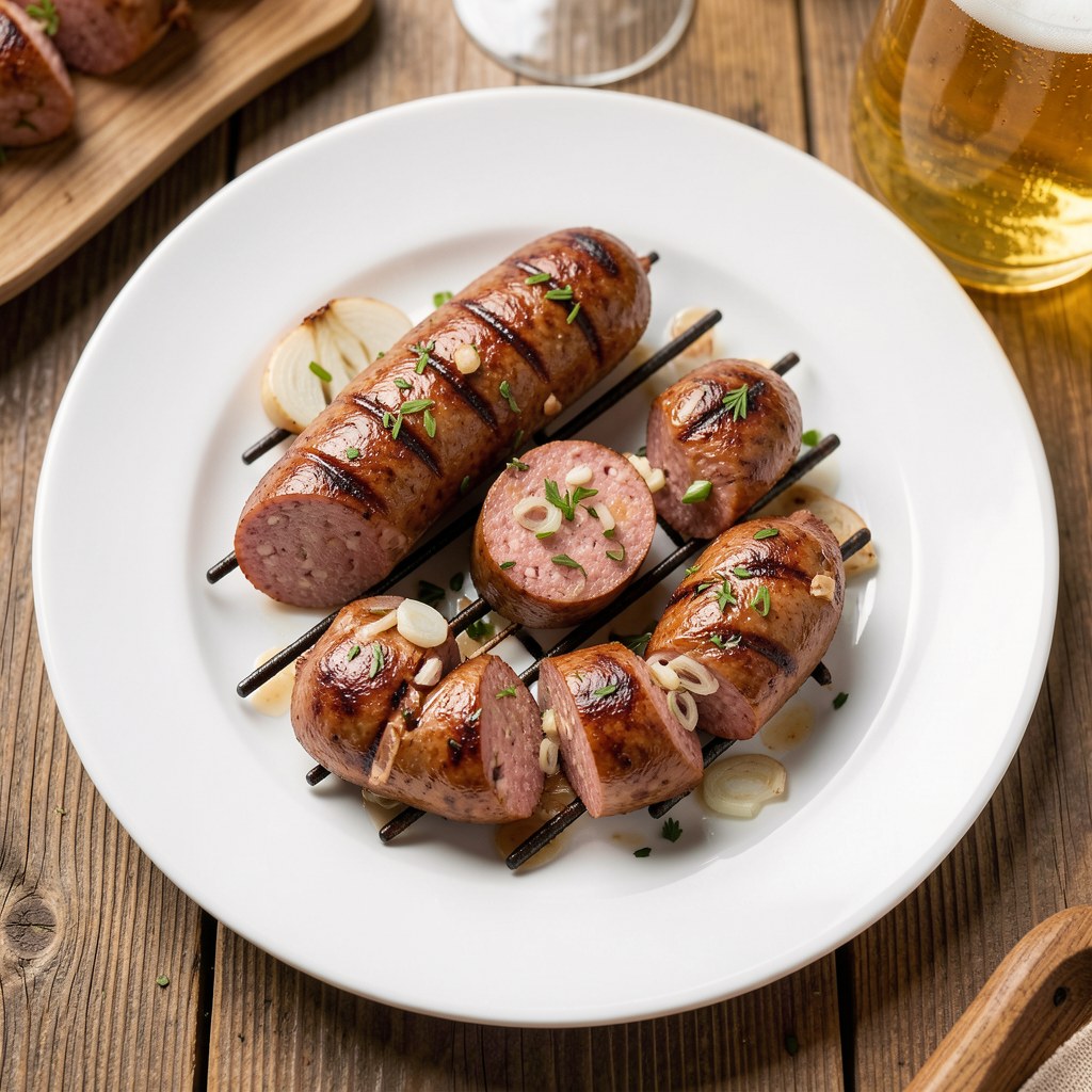 kiełbasa z czosnkiem w piwie na grillu