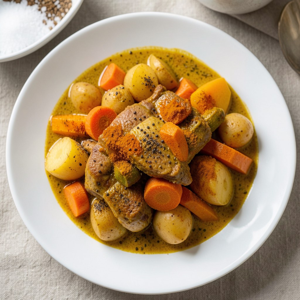 Wieprzowina i warzywa w sosie z curry