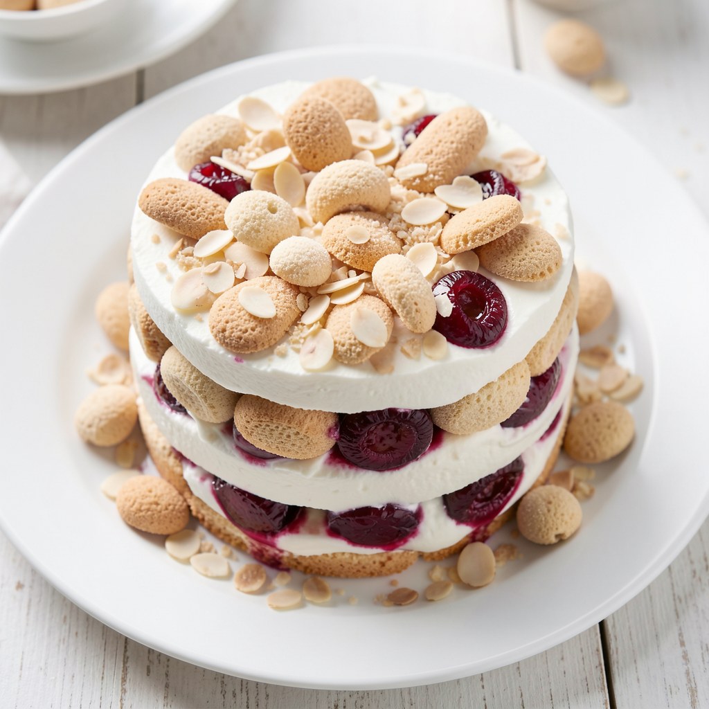 Włoski deser z amaretti i wiśniami