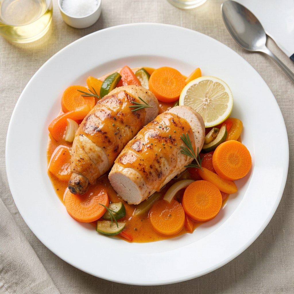 Filety drobiowe w pomarańczach
