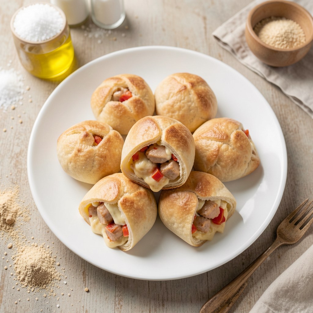 Pierożki drożdzowe czyli calzone z kurczakiem