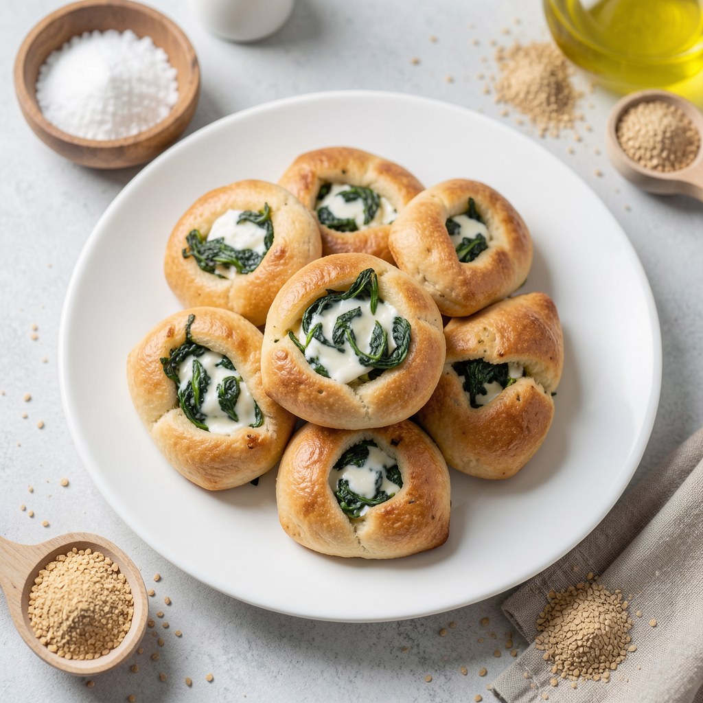 Pierożki drożdzowe czyli calzone ze szpinakiem
