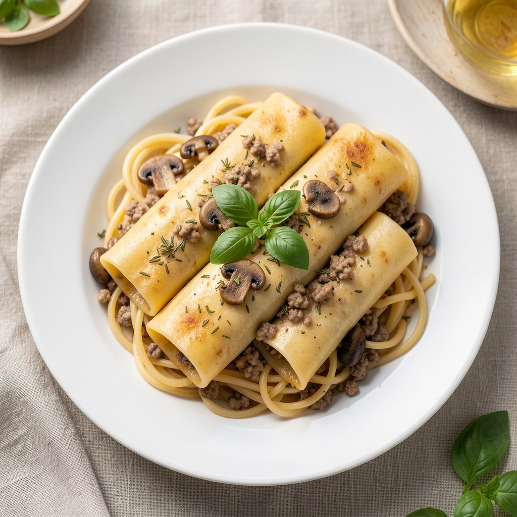 Makaron cannelloni z sosem spaghetti