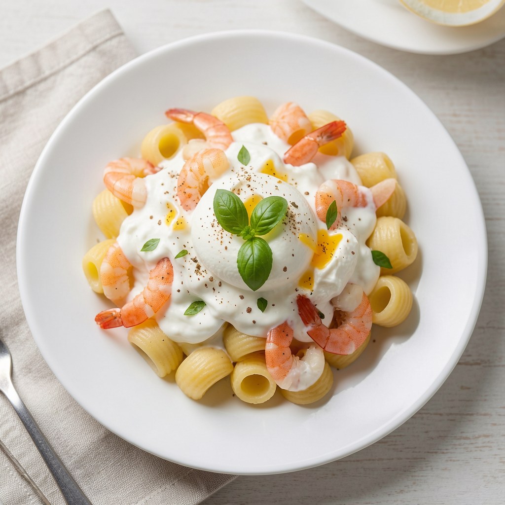 Makaron z sosem mascarpone i krewetkami