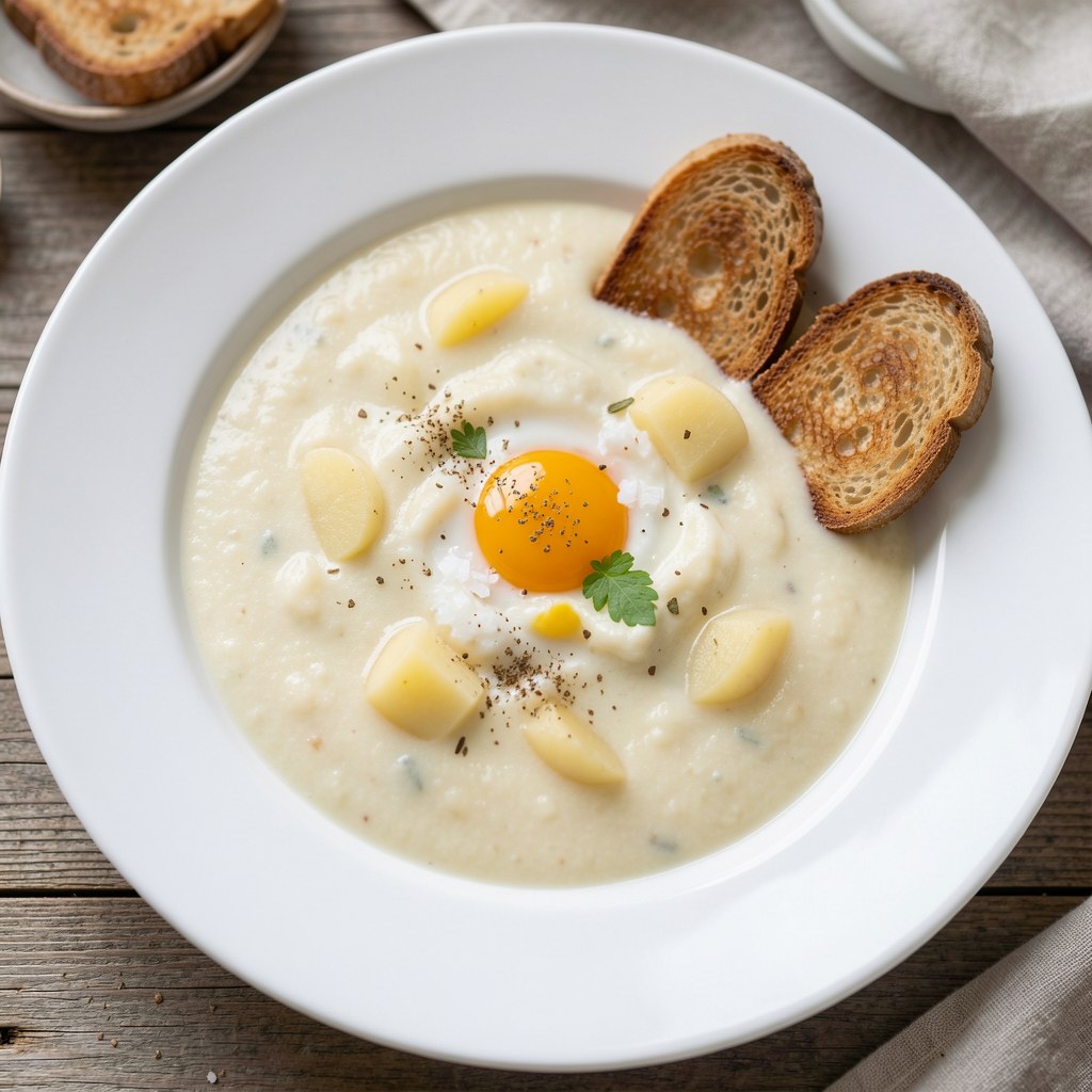 Zupa z porów z grzankami