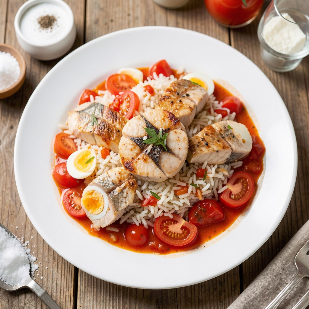 Tymbaliki z ryżem i dorszem w sosie