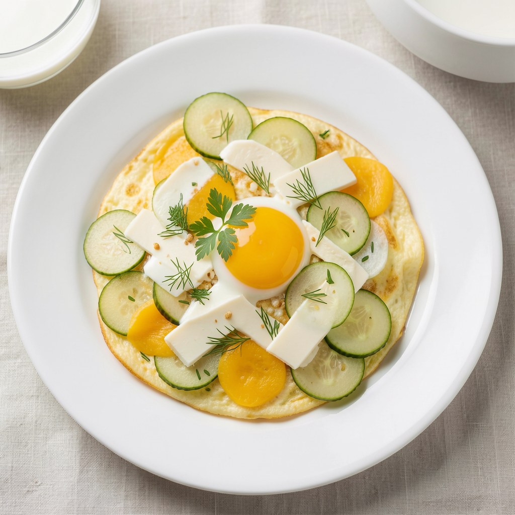 Omlet serowy ze świeżym ogórkiem