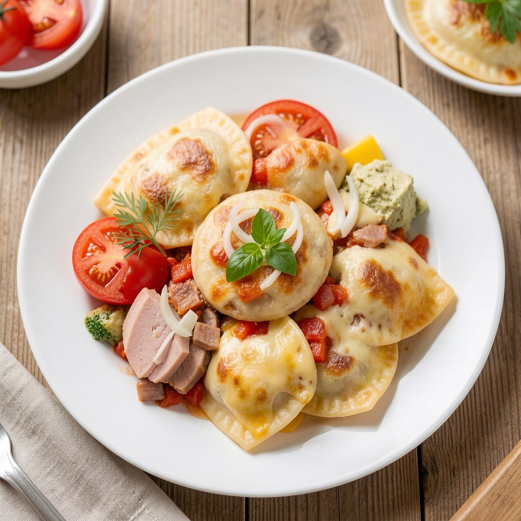 Mrożone pierożki mięsne z pomidorami
