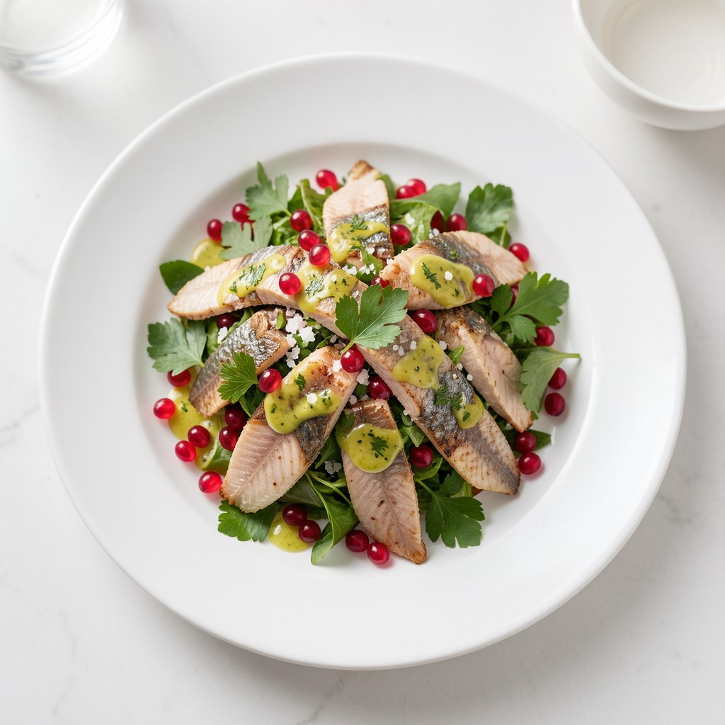 Sałatka z makrelą wędzoną i granatem