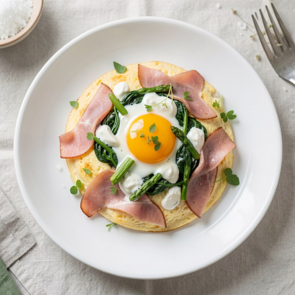 Omlet z szynką i szpinakiem