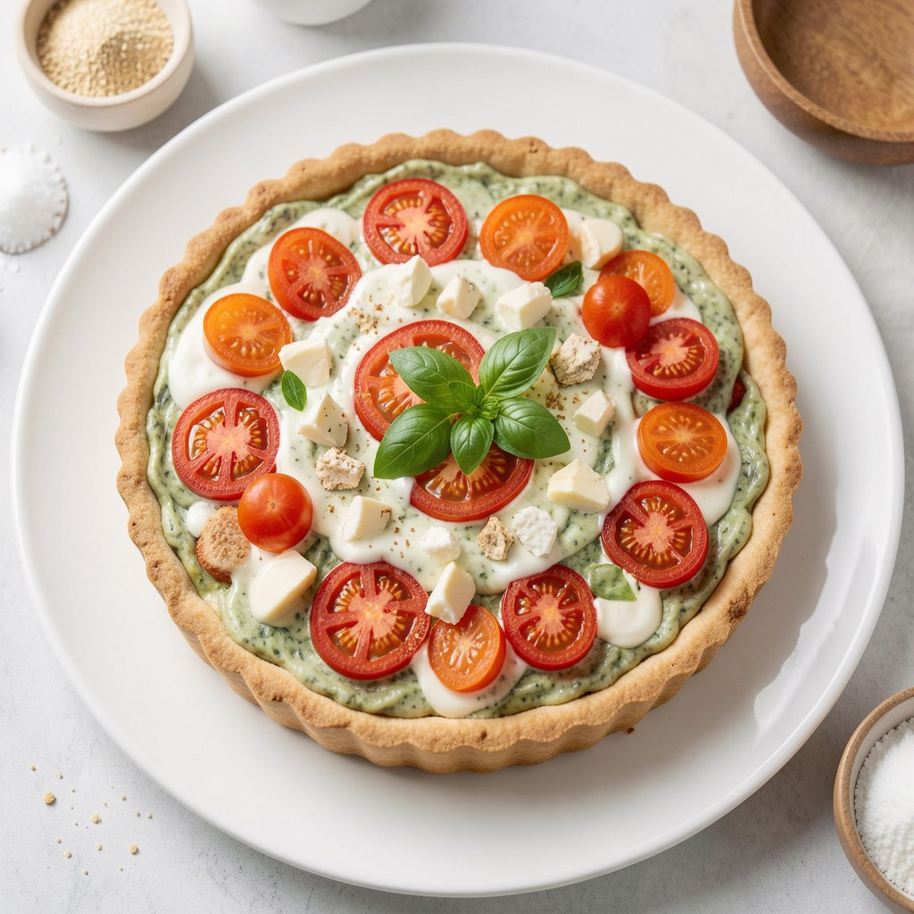 Tarta z pomidorkami koktajlowymi i sosem serowo - ziołowym