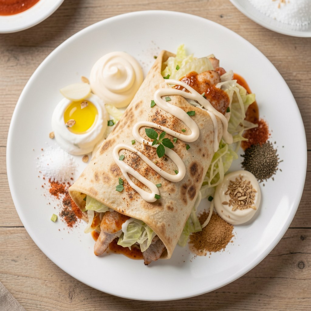 Gyros z pekinką i sosem czosnkowym