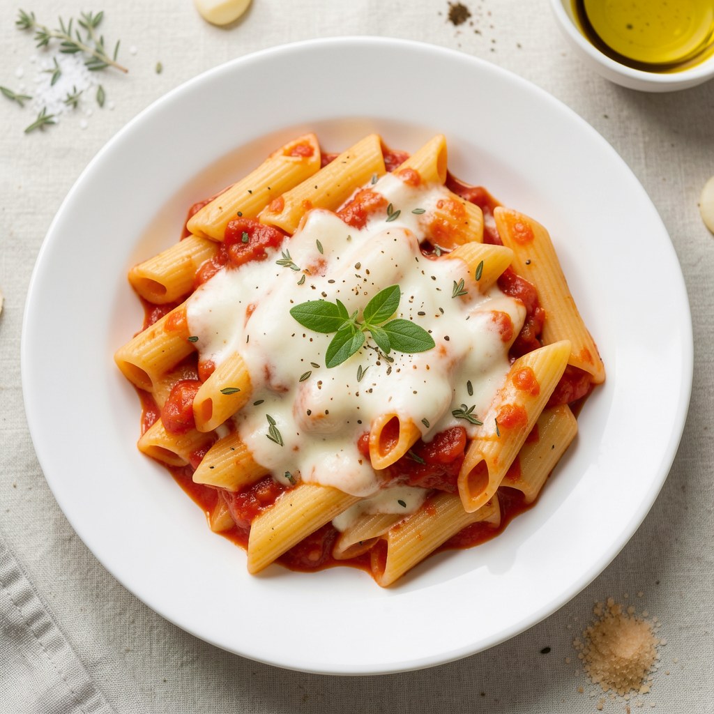 Penne z sosem pomidorowo-śmietanowo-serowym