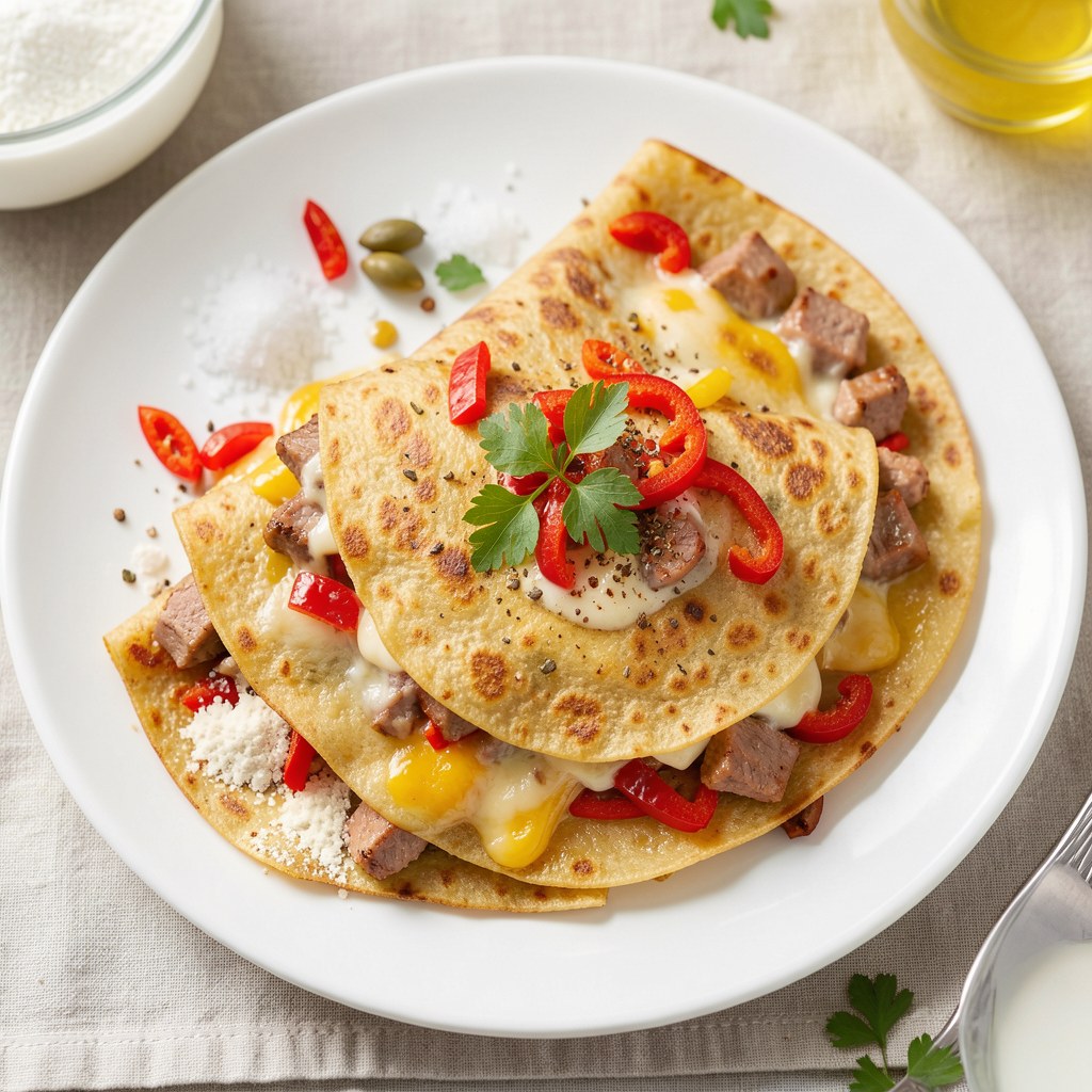 Placki tortilla z wieprzowiną i papryką