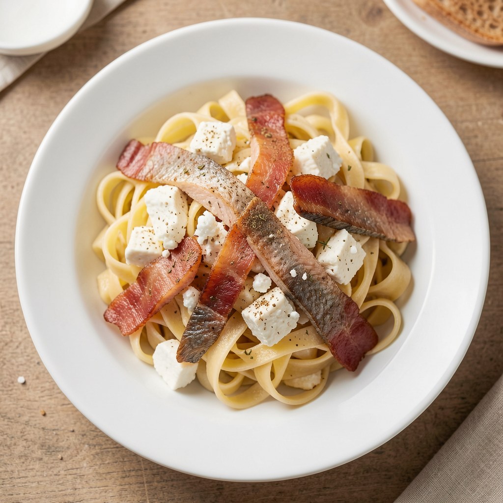 pasta z sera i ryby wędzonej