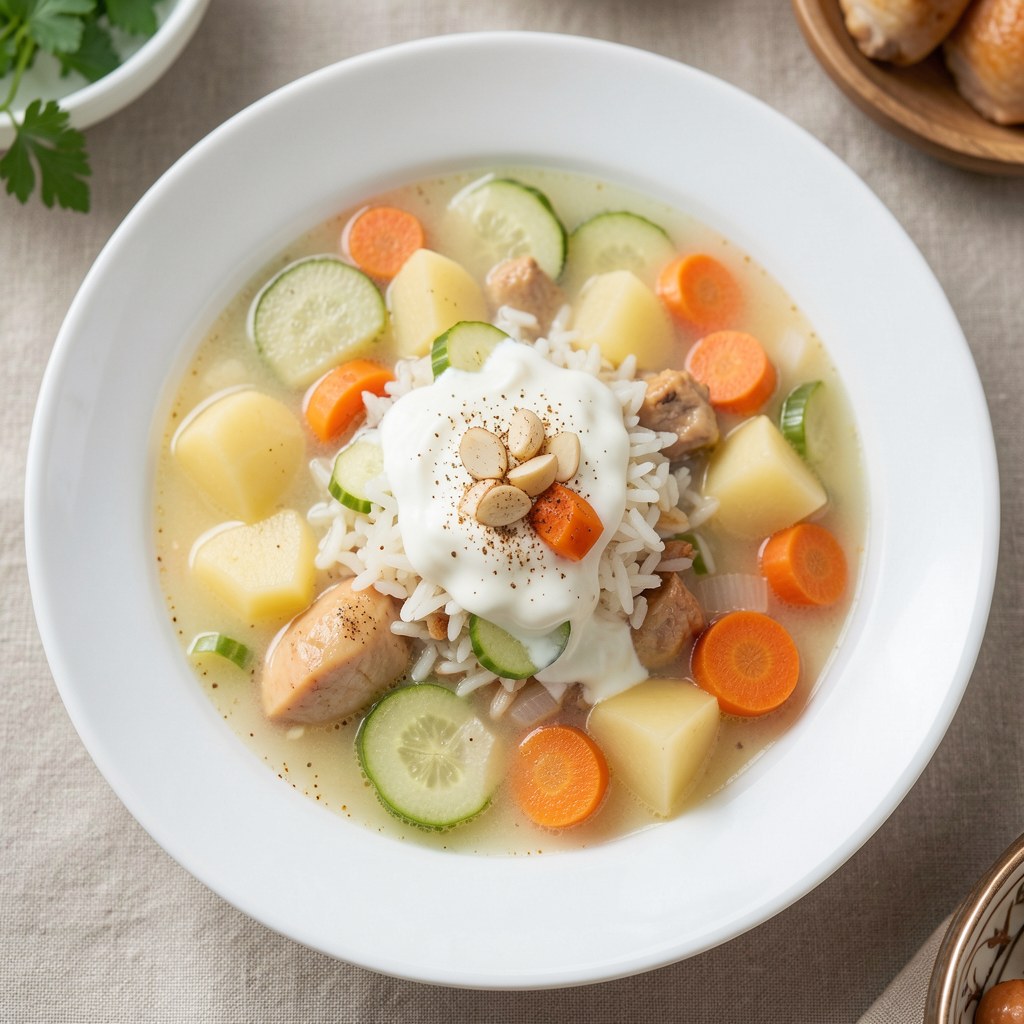 Zupa ogórkowa z ryzem i ziemniakami