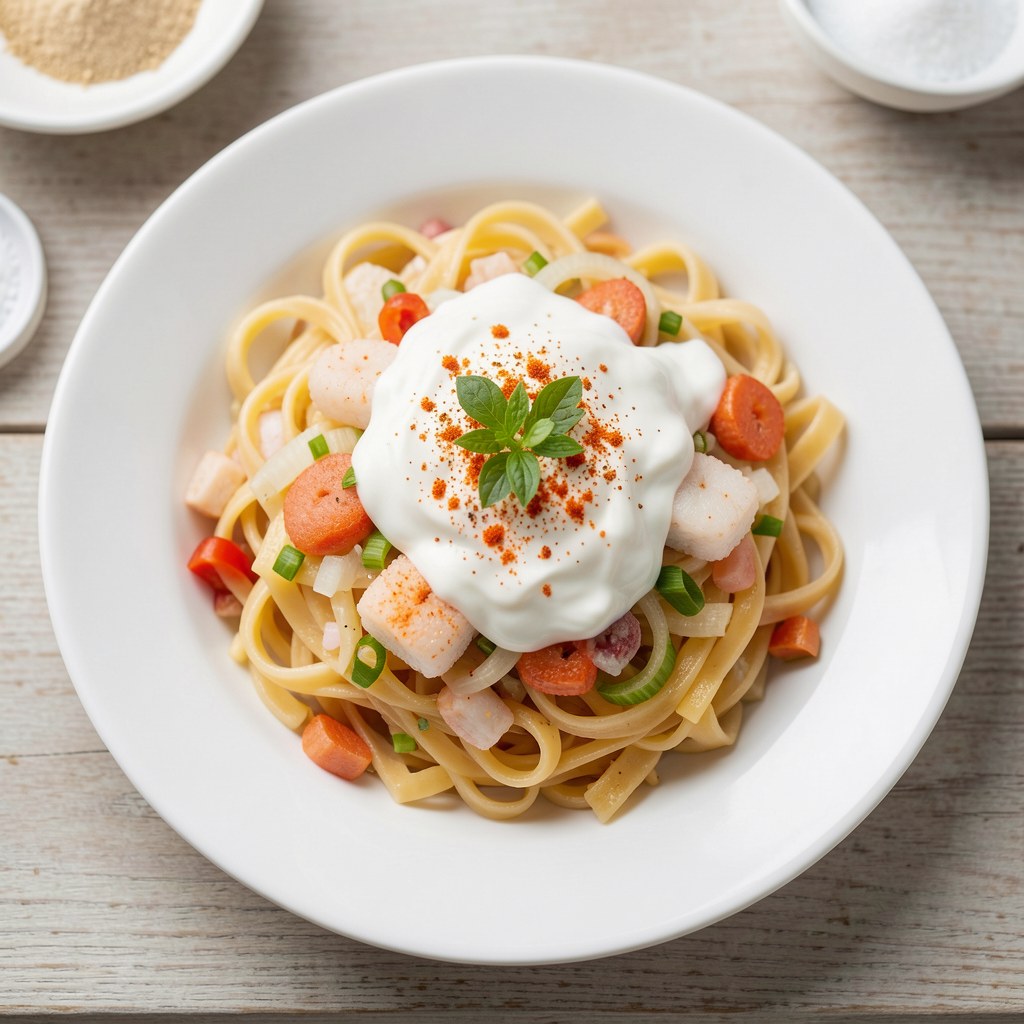 Pasta krabowa z cebulą