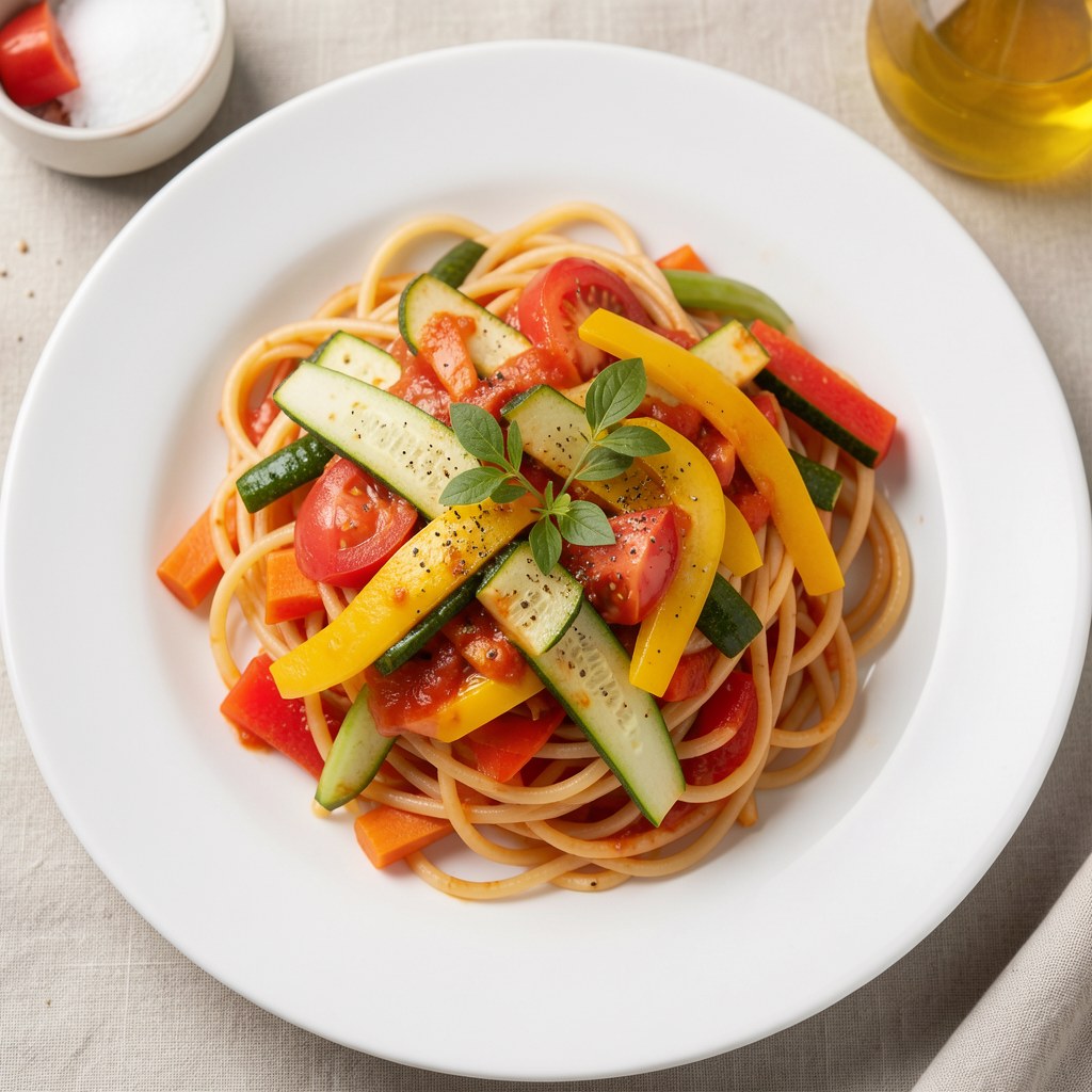 Spaghetti z cukinią i papryką