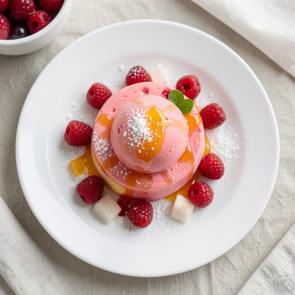 truskawkowy sorbet na biszkopcie