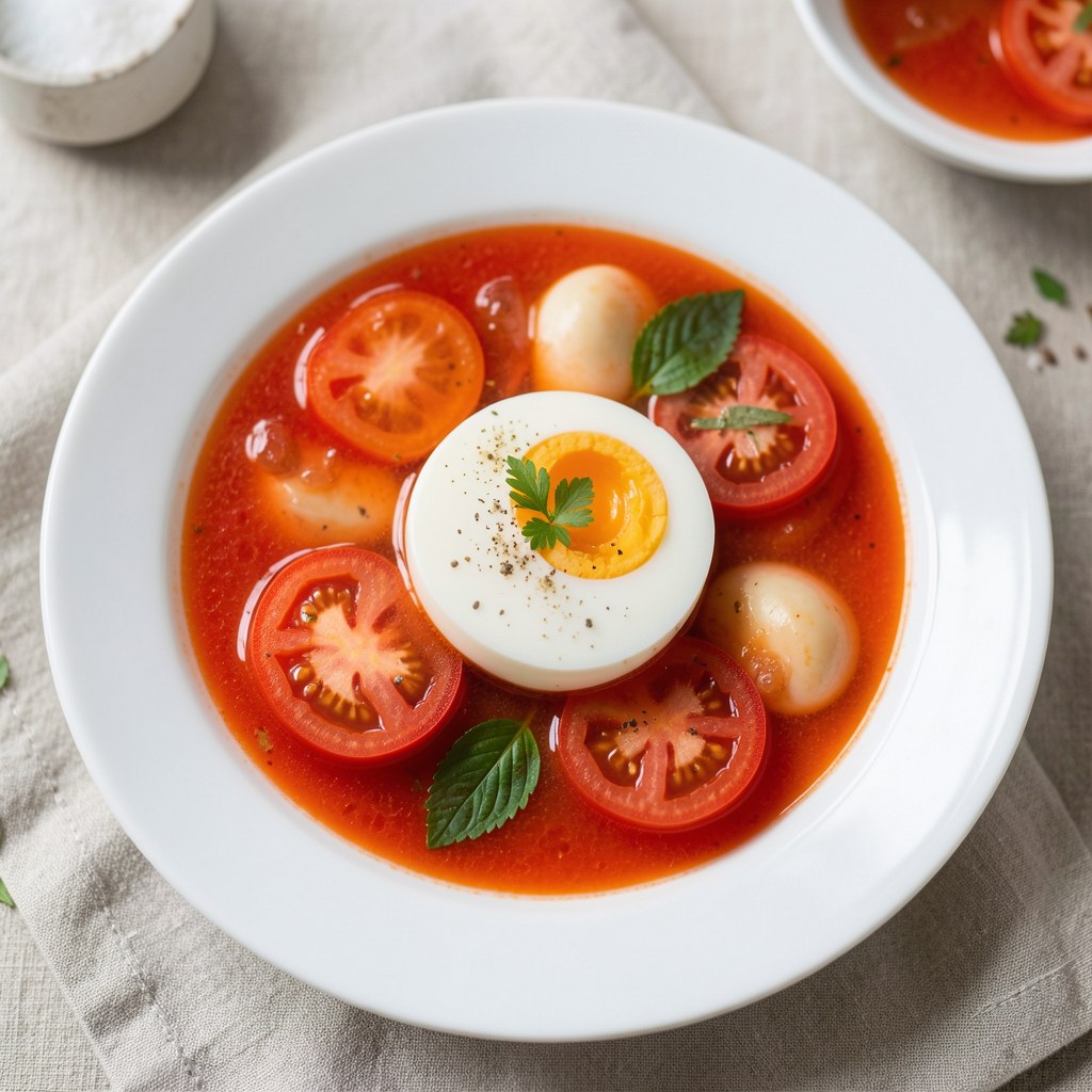 Chłodnik z pomidorami i jajkiem gotowanym