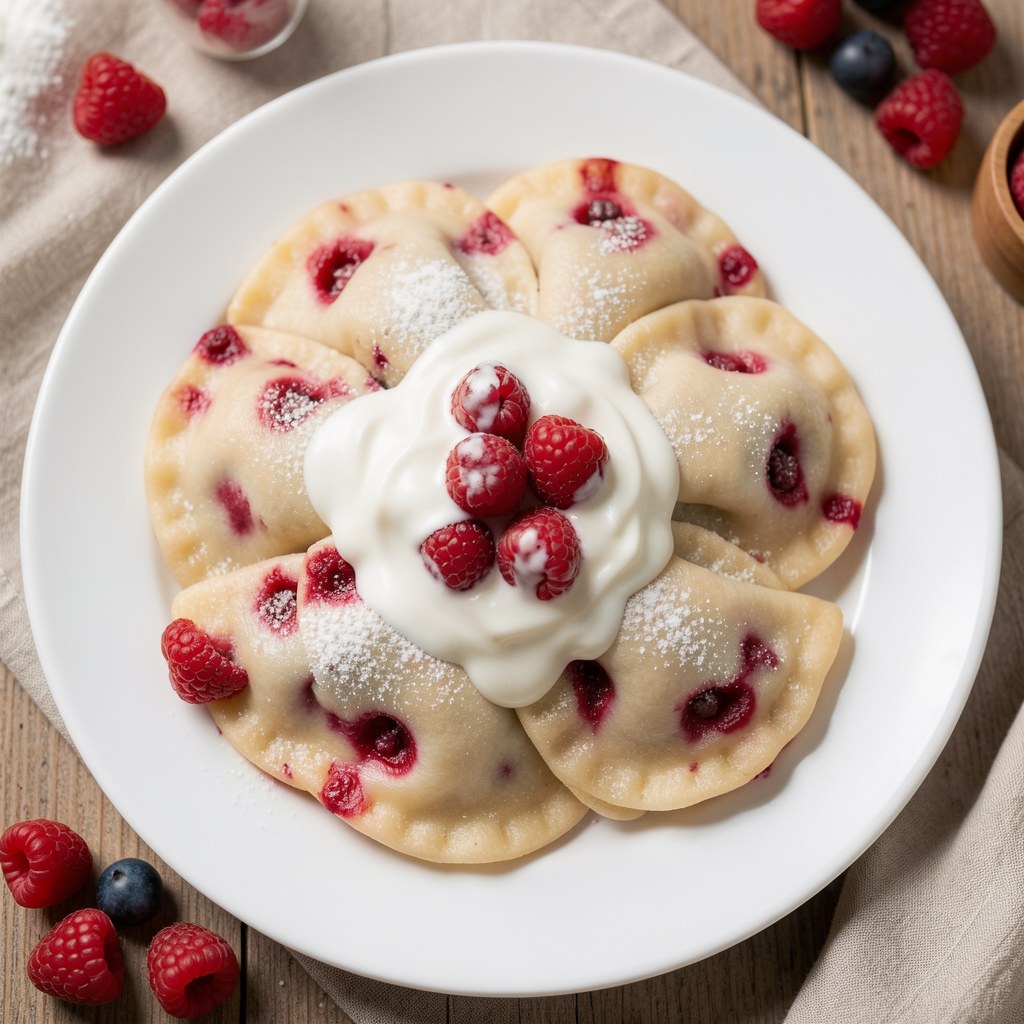 pierogi z malinami