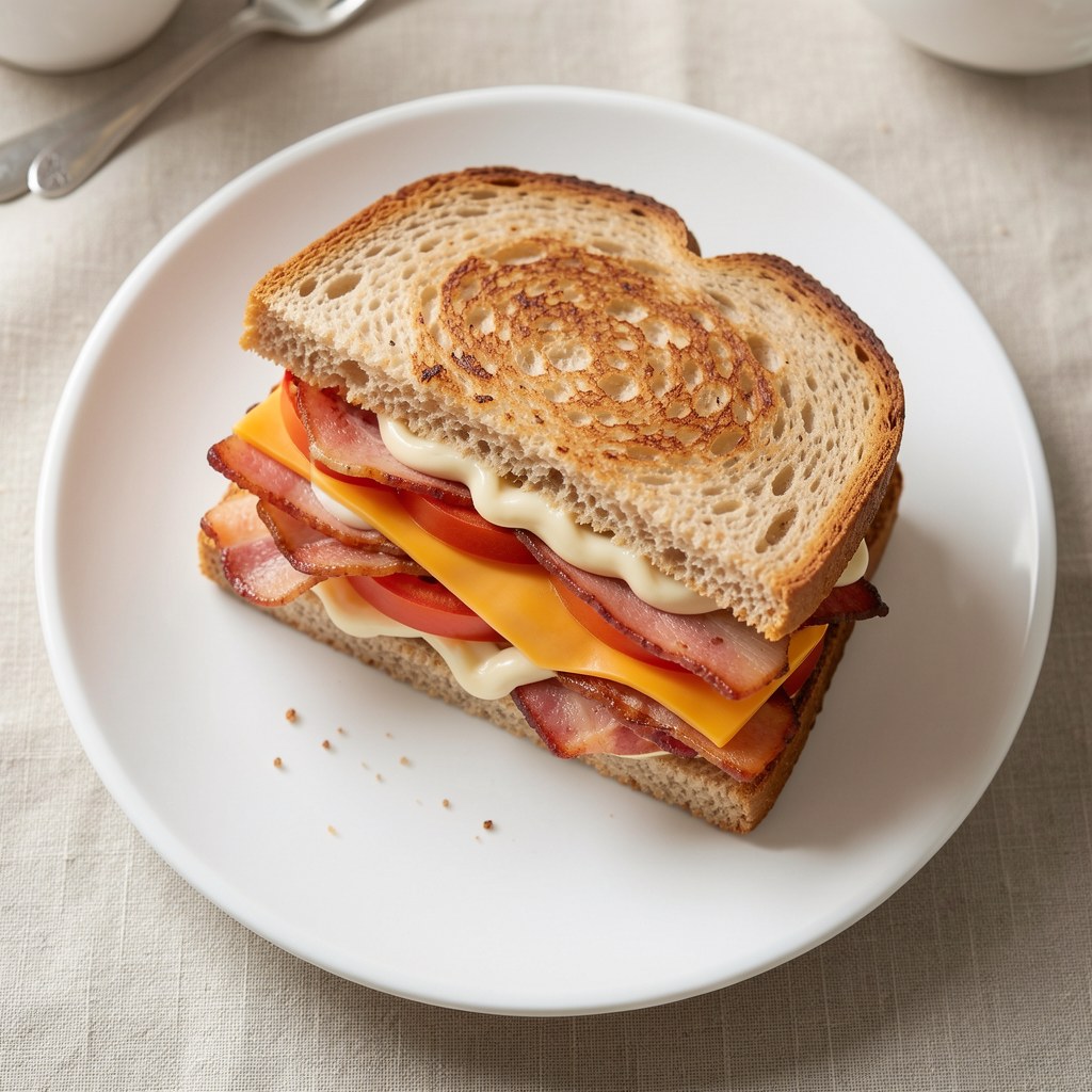 Smażone sandwicze z bekonem i pomidorami