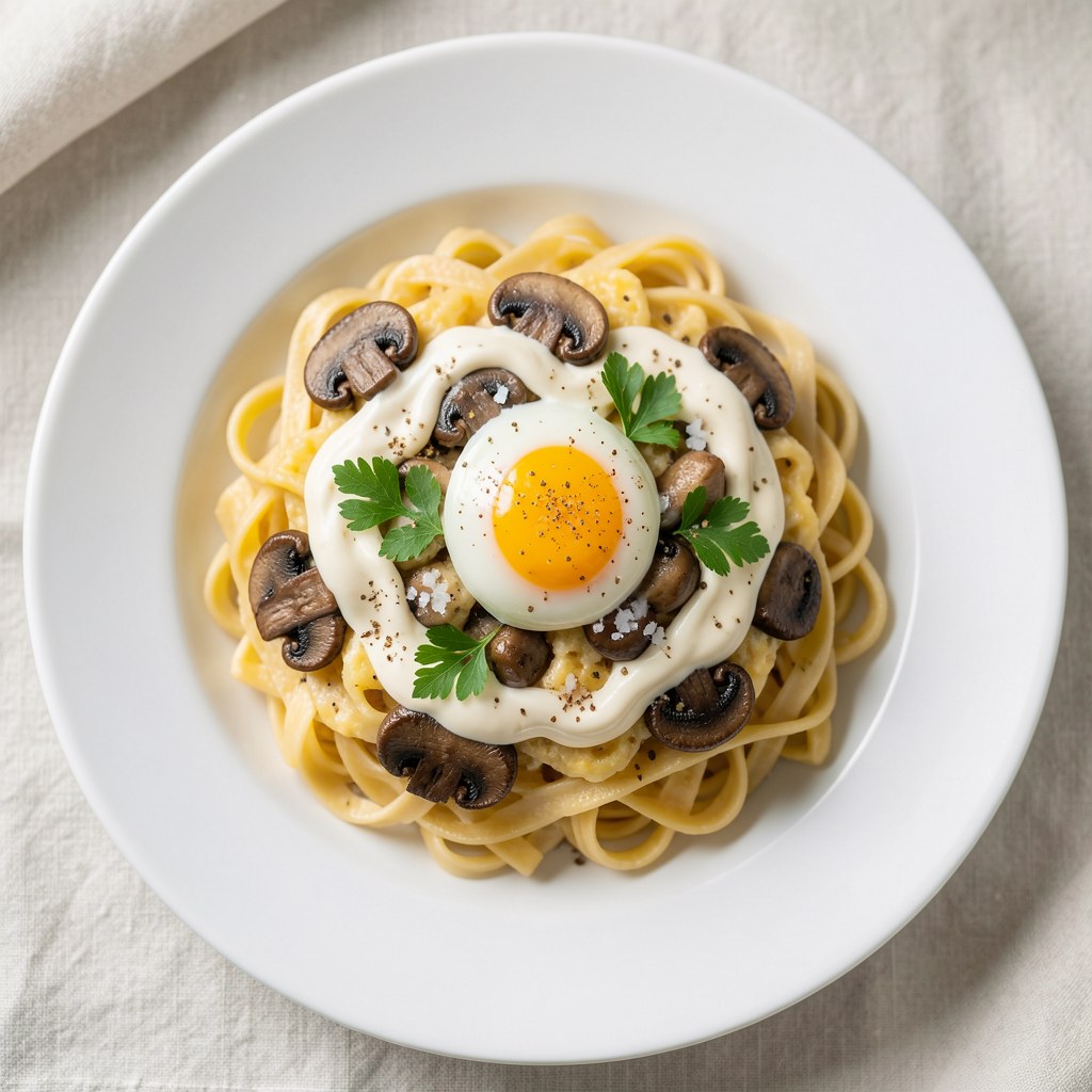 Pasta jajeczna z pieczarkami