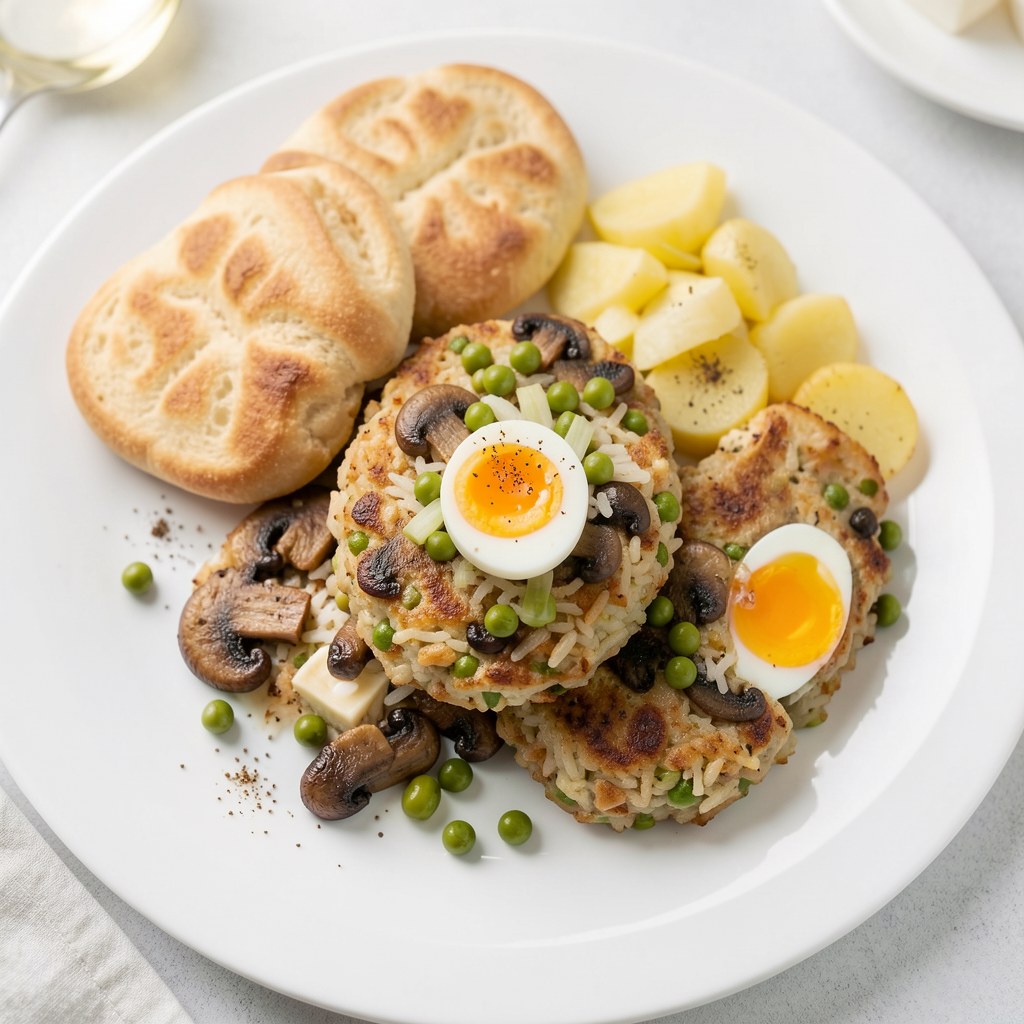 kotlety ryżowo-grochowo-pieczarkowe