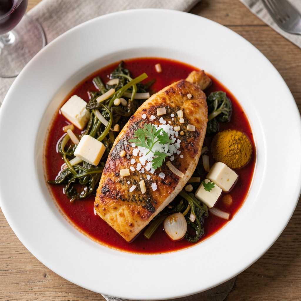 Dorsz w czerwonym winie