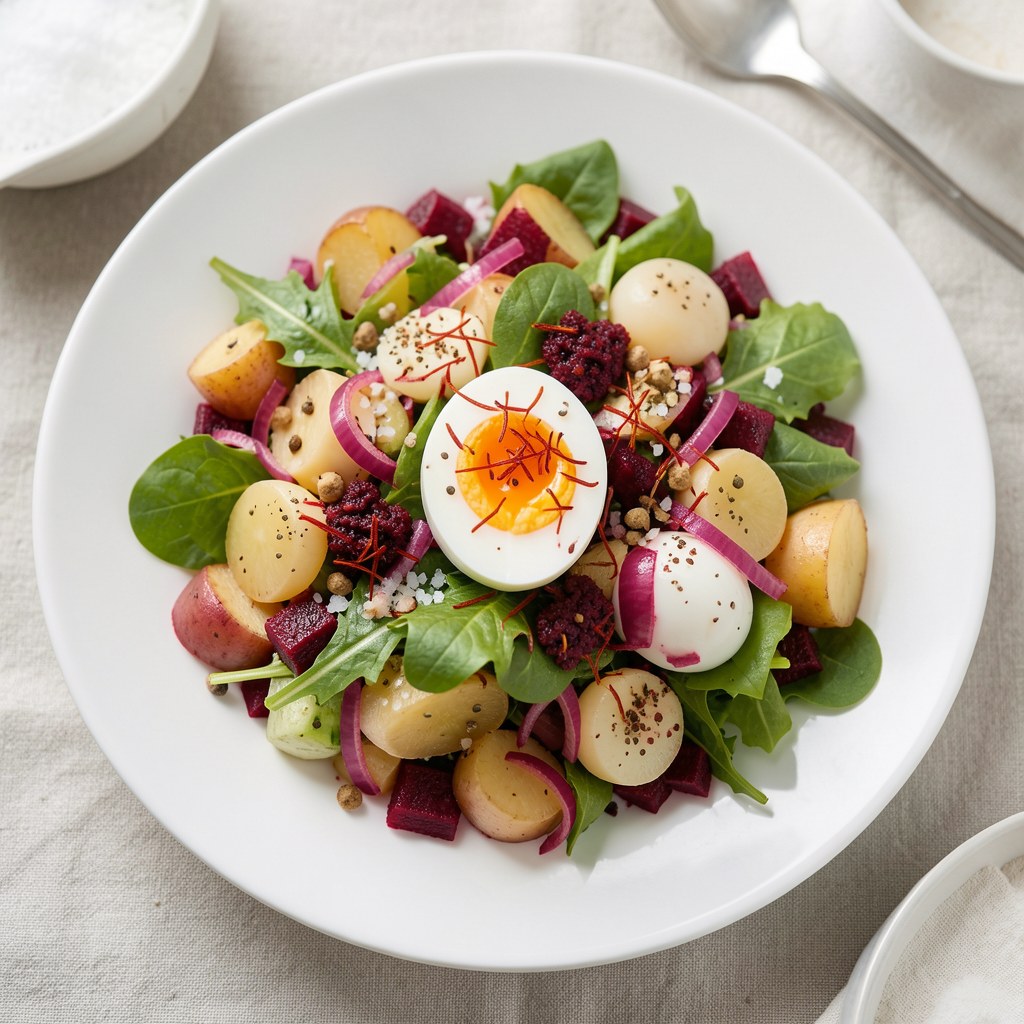 Sałatka z kolorowymi jajeczkami
