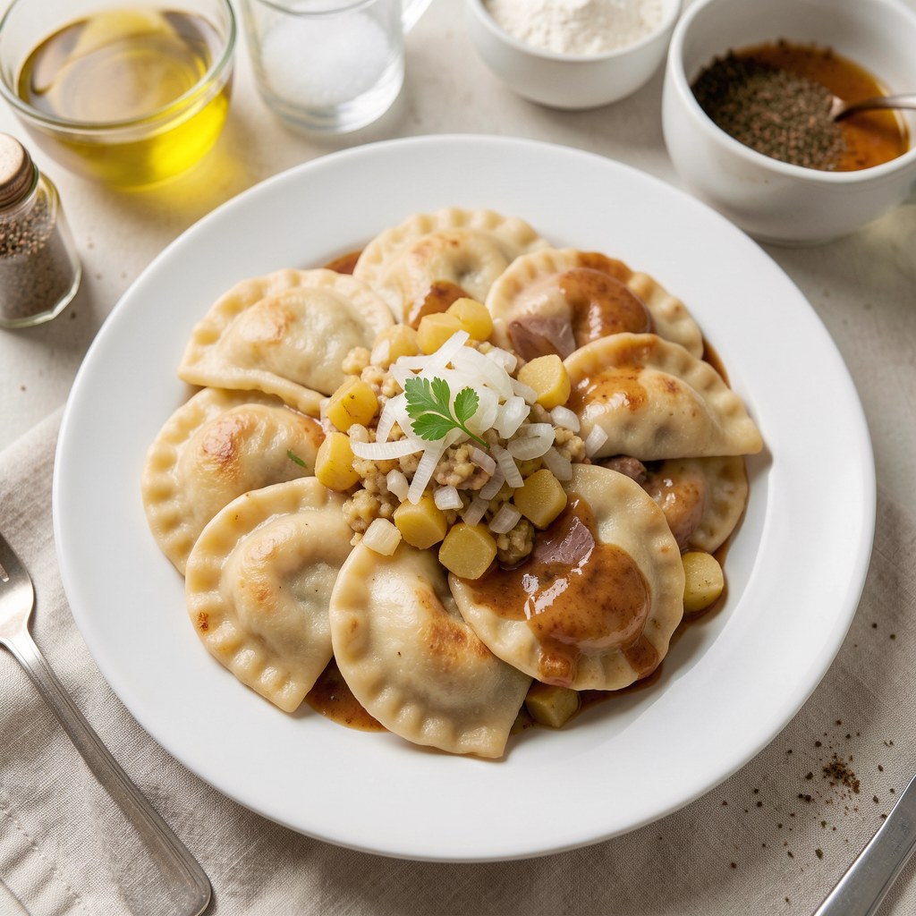 Pierogi z kaszaą gryczaną i ziemniakami