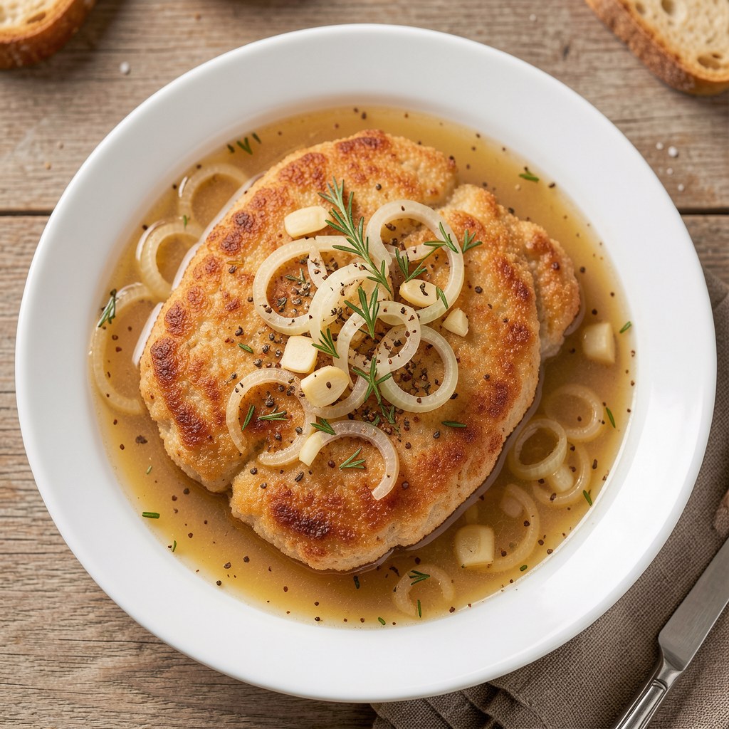 Kotlet schabowy z kminkiem i cebulą
