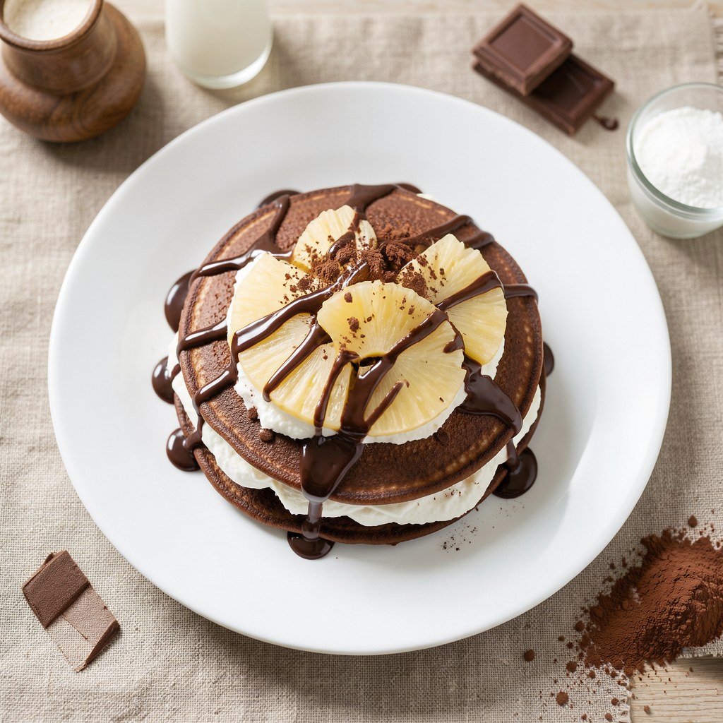 Naleśniki czekoladowe z serem i ananasem