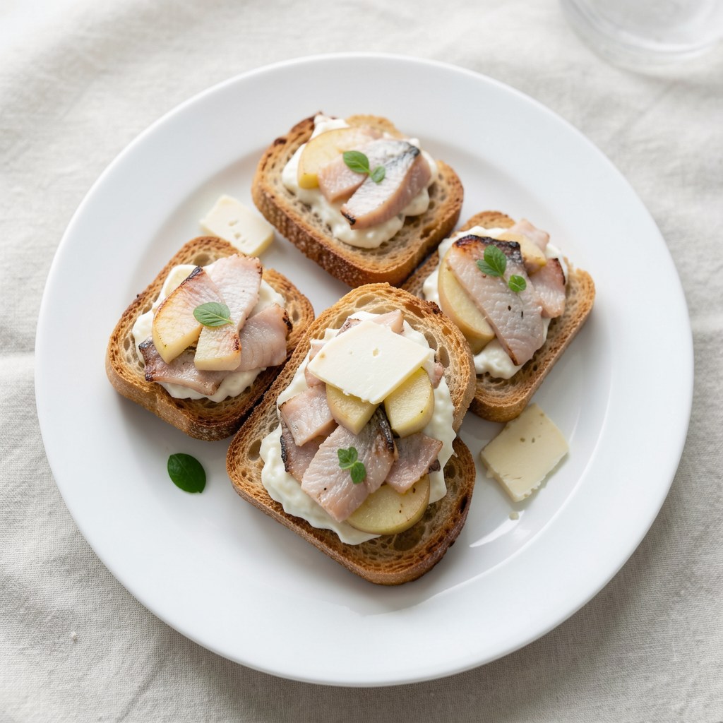 Razowe grzanki ze śledziem