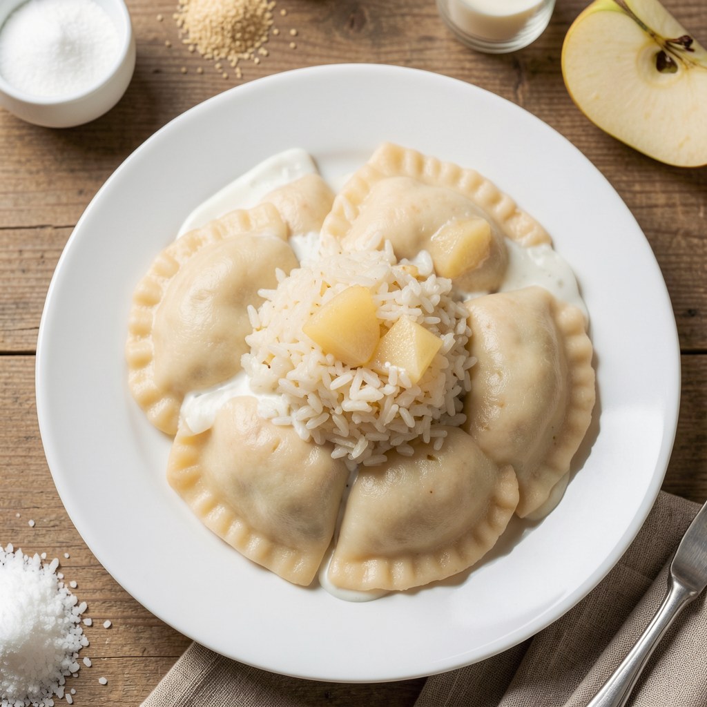 Pierogi z ryżem i jabłkami