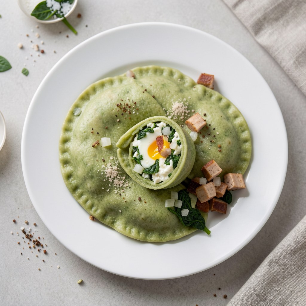 Zielone pierogi z serem