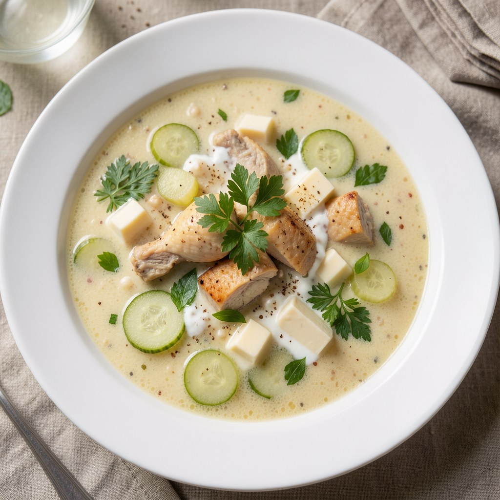 Ogórkowa z kaszą pęczak