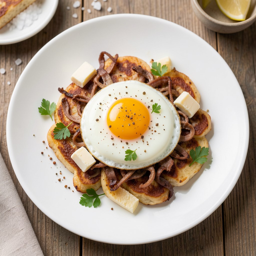 Jajka na wątróbce drobiowej